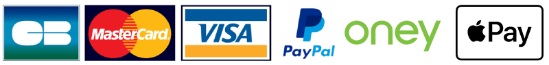 Moyens de paiement acceptés : CB, Mastercard, Visa, PayPal, Oney et Apple Pay